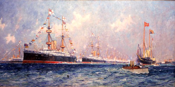 'In Honour of our Queen'- Queen Victoria's Diamond Jubilee Review at Spithead, 26 June 1897 RMG BHC0645