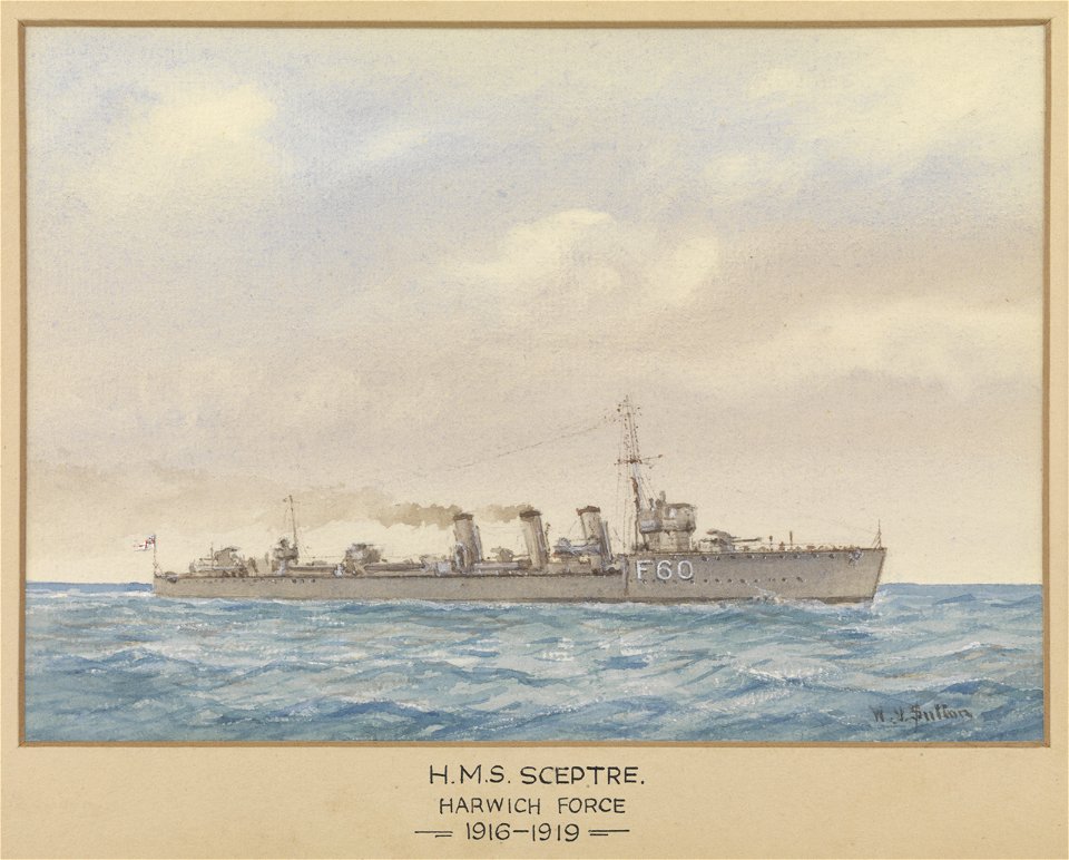 'H.M.S. Sceptre, Harwich force, 1916-1919' RMG PU6336