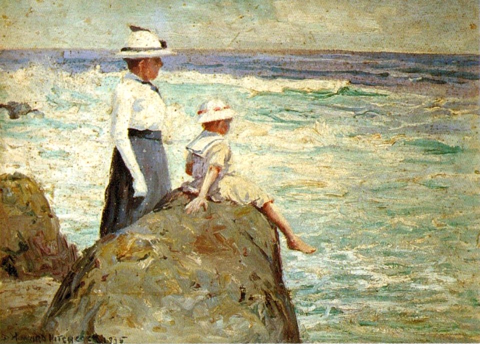 'Hester and Helen Hitchcock at Black Point' by D. Howard Hitchcock, 1915