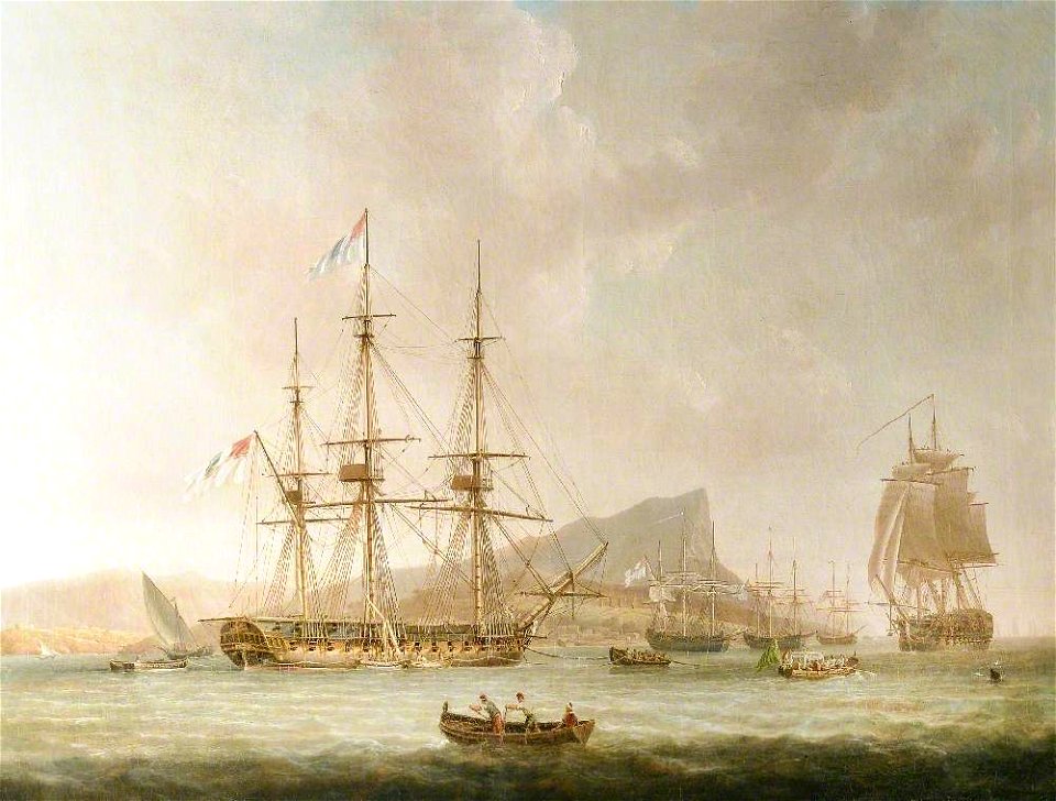 'La Sybil', a Man-of-War, at Anchor off Gibraltar, by Anton Schranz NTI PNW 1175967-001