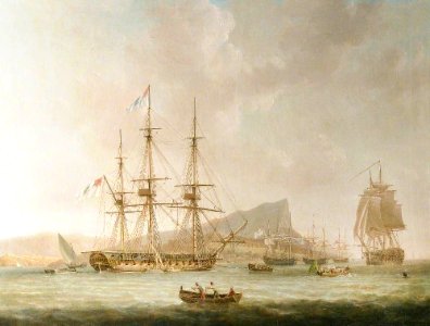 'La Sybil', a Man-of-War, at Anchor off Gibraltar, by Anton Schranz NTI PNW 1175967-001