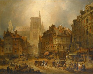'Le Marché au Blé at Abbeville, from the Grande Place' by David Roberts