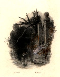 'In the Weedy Moat' touched proof engraving by William Miller after Birket Foster