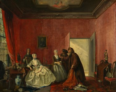 'Joanna en de 'smousen'; 3de bedrijf, 5de toneel uit het blijspel 'De Spilpenning of de verkwistende vrouw' van Thomas Asselijn Rijksmuseum SK-A-4209