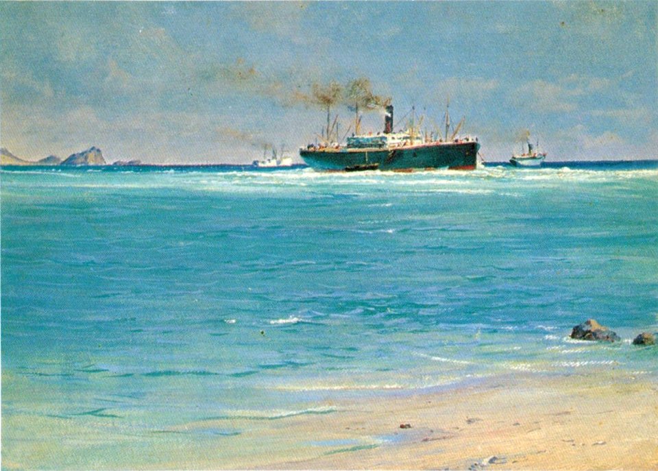 'Manchuria Aground off Makapuu' by D. Howard Hitchcock, 1906