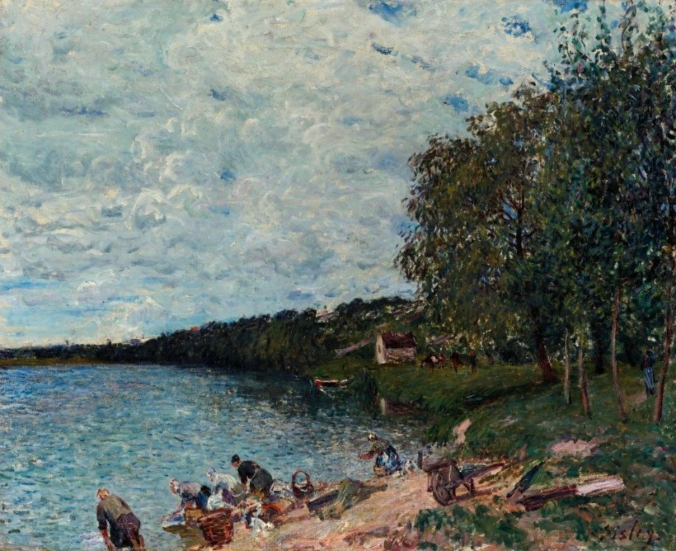 'Lavandières Près de Champagne' by Alfred Sisley, 1879