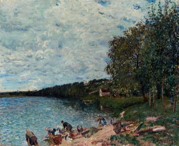 'Lavandières Près de Champagne' by Alfred Sisley, 1879