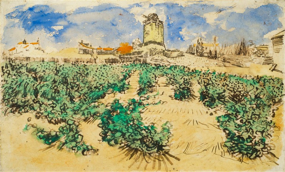 'Le Moulin d'Alphonse Daudet à Fontvieille', June 1888 by Vincent van Gogh