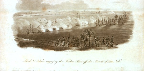 'Lord Nelson engaging the Toulon Fleet off the Mouth of the Nile' RMG PU4019