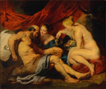 'Lot and his Daughters' by Peter Paul Rubens, circa 1613-1614. Free illustration for personal and commercial use.