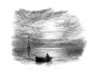 'Look how the golden ocean shines above' engraving by William Miller after Birket Foster