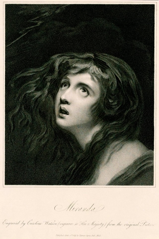 'Miranda (Emma Hamilton). Engraved by Caroline Watson 14 Aug 1809, engraver to Her Majesty, from the original Picture' RMG PU3234