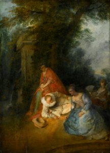'Pierrot with Three Women in a Park' by Nicolas Lancret, 1721