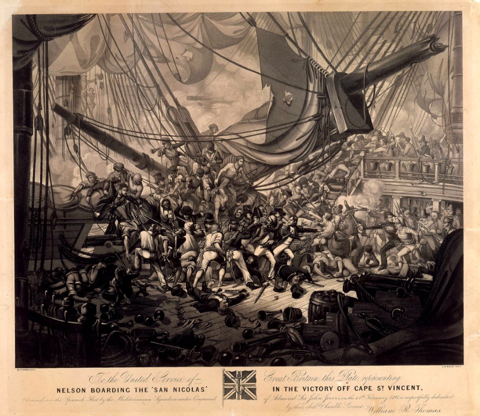 'Nelson Boarding the 'San Nicolas' in the Victory off Cape St Vincent - 14th February 1797 - ' RMG D4784
