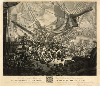 'Nelson Boarding the 'San Nicolas' in the Victory off Cape St Vincent - 14th February 1797 - ' RMG PY7917