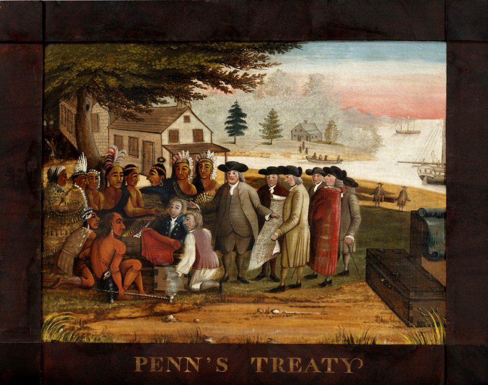 'Penn's Treaty -with the Indians-', oil on canvas painting by Edward Hicks, 1830-35, Philadelphia Museum of Art