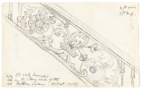 'Old oak bannister on the staircase of the Golden Swan, Wilcot. (Wilts) 10 July 1878' RMG PY6045