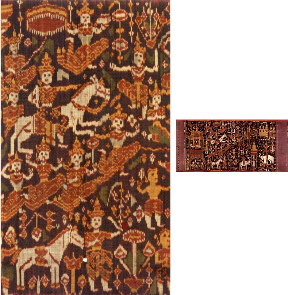 'Pidan' (sacred banner) from Cambodia, Khmer, c. 1900, silk twill weave with weft ikat