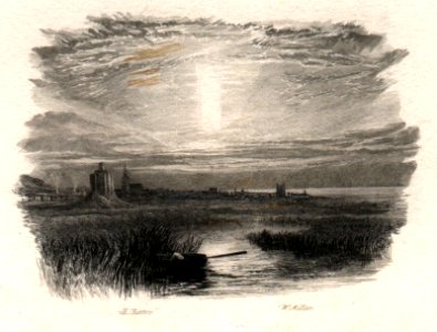 'Pleasantly shone the setting sun' touched proof engraving by William Miller after Birket Foster