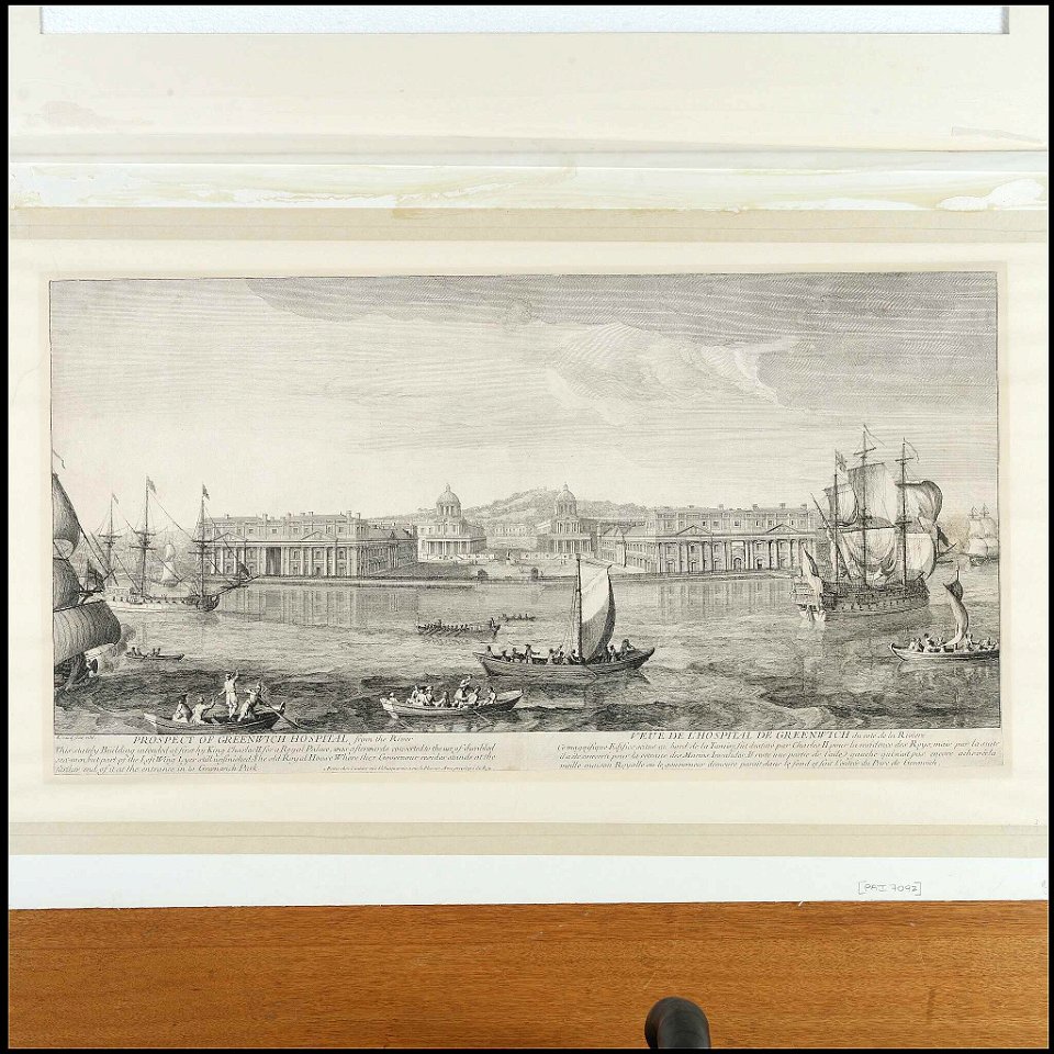 'Prospect of Greenwich Hospital from the River - The Old Royal House where the Governor resides stands at the farther end of it at the entrance to Greenwich Park' RMG PZ7092
