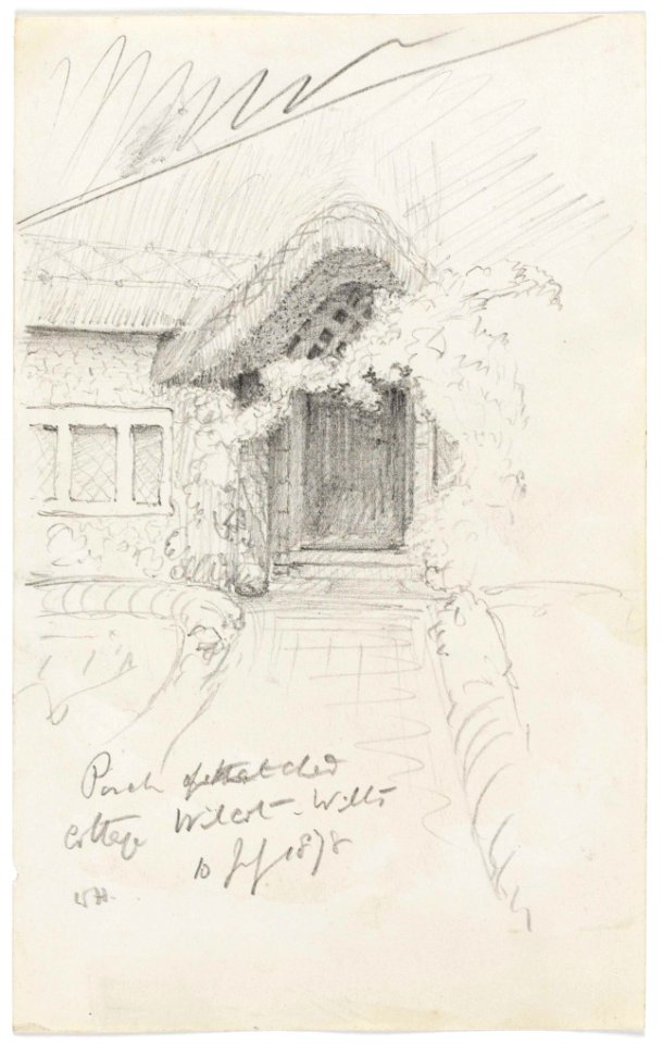 'Porch of thatched cottage, Wilcot, Wilts, 10 July 1878' RMG PY6044