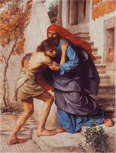 'Prodigal's Return' by Sir Edward John Poynter, 1869. Free illustration for personal and commercial use.