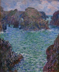 'Port-Goulphar, Belle-Île', oil on canvas painting by Claude Monet, 1887, Art Gallery of New South Wales. Free illustration for personal and commercial use.