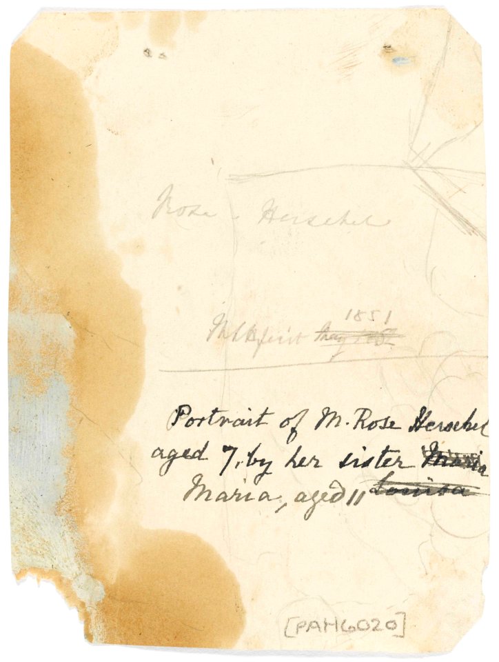 'Portrait of M Rose Herschel aged 7 by her sister Maria, aged 11' RMG PY6020-002