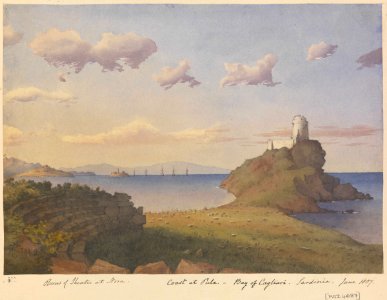 'Ruins of Theatre at Nora. Coast at Pula, Bay of Cagliari, Sardinia, June 1857' RMG PZ4687