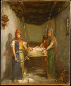 'Scene in the Jewish Quarter of Constantine' by Théodore Chassériau, 1851. Free illustration for personal and commercial use.