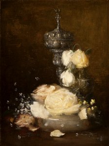 'Silver Chalice with Roses' by Julian Alden Weir, 1882