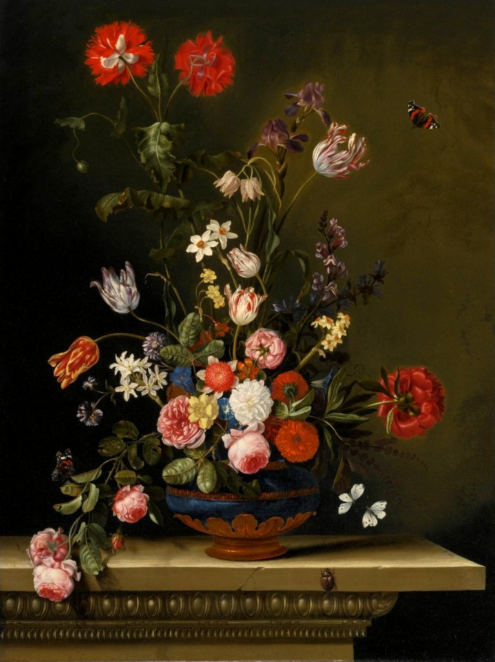 'Still Life of Roses, Tulips, Poppies, Narcissi and Other Flowers...' by Jacques Bernard