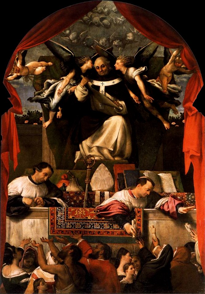 'The Alms of St. Anthony', oil on wood painting by Lorenzo Lotto, 1542. Basilica dei Santi Giovanni e Paolo, Venice