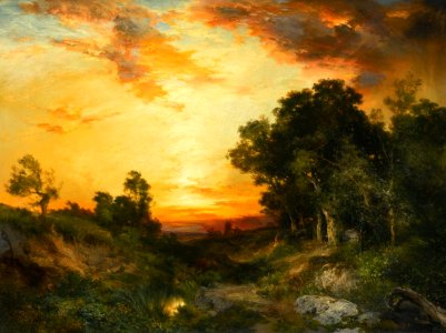 'Sunset, Amagansett' by Thomas Moran, 1905. Free illustration for personal and commercial use.
