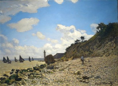 'The Beach at Honfleur' by Claude Monet, LACMA. Free illustration for personal and commercial use.