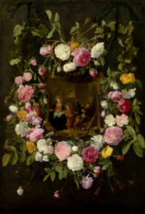 'The Holy Family Surrounded by a Garland of Roses' by Daniel Seghers