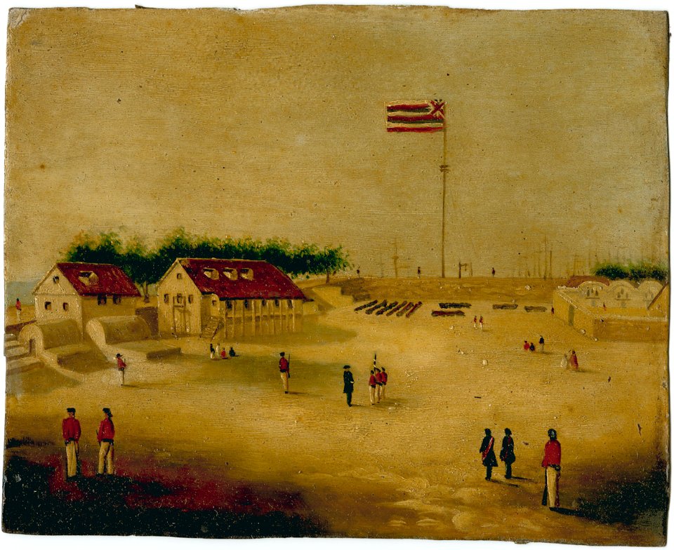 'The Hawaiian Flag on Honolulu Fort' by Paul Emmert, 1853