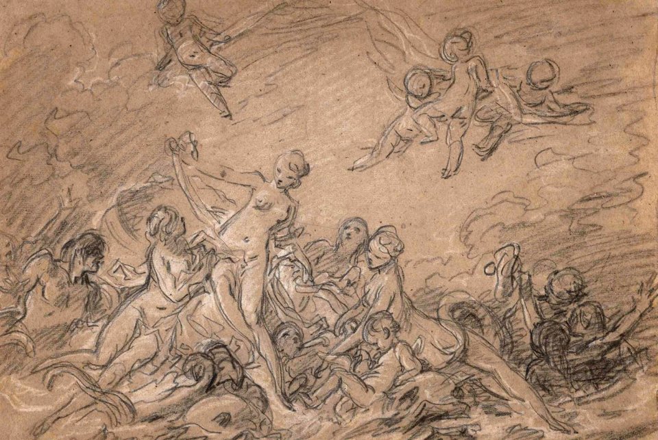 'The Birth of Venus' by François Boucher, chalks and charcoal