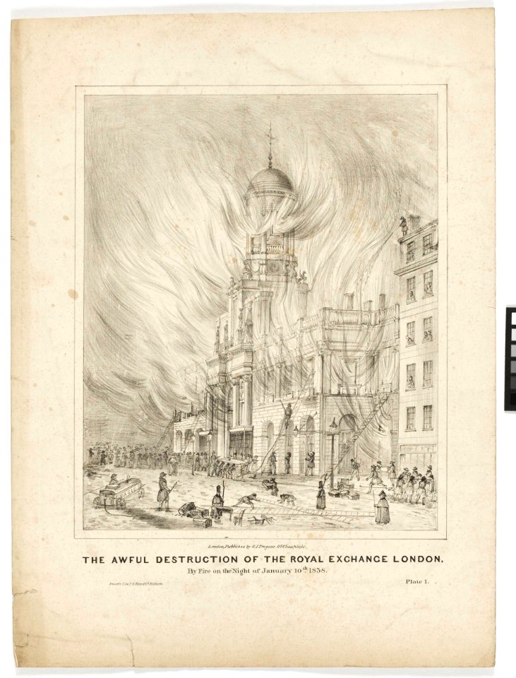 'The Awful Destruction of the Royal Exchange London By Fire on the Night of January 10th 1838' RMG PY6087