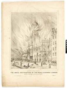 'The Awful Destruction of the Royal Exchange London By Fire on the Night of January 10th 1838' RMG PY6087