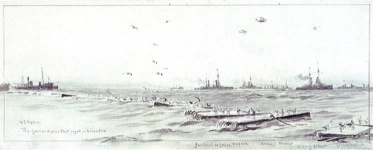 'The German High Seas Fleet caged in Scapa' RMG PW0928