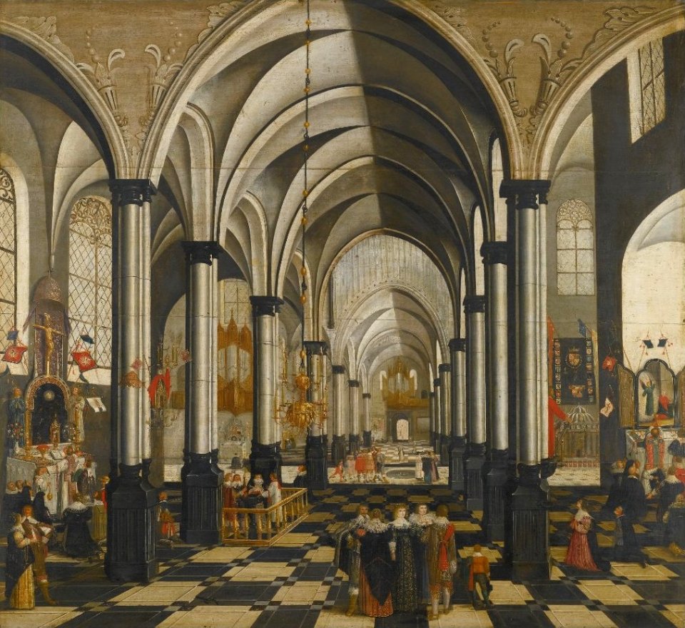 'The Interior of a Church, with Elegant Figures' by the Monogrammist AG