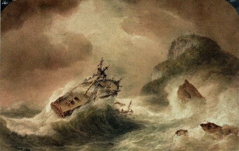 'The Wreck' (of the Britannia'); illustration to Falconer's 'The Shipwreck' (1811 ed., f. p.127) RMG PW5920