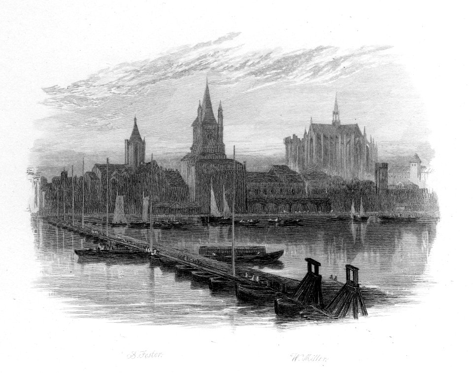'The old catholic city was still' engraving by William Miller after Birket Foster