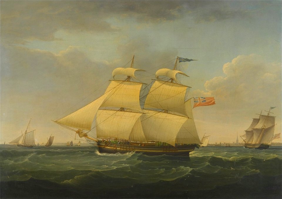'The Snow, Thames, in Two Positions off Harwich' by John Harwood