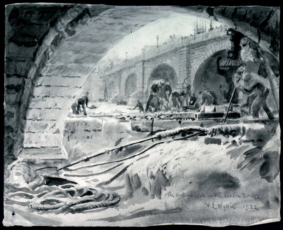 'The Northern arch of Old London Bridge' RMG PV1969