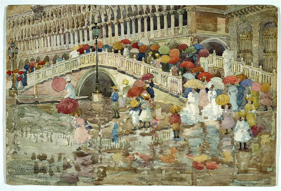 'Umbrellas in the Rain' by Maurice Prendergast, 1899
