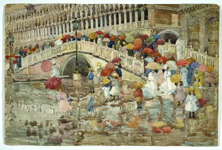'Umbrellas in the Rain' by Maurice Prendergast, 1899