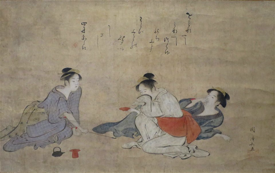 'Three Drunken Women', painting by Torii Kiyonaga,, c. 1787