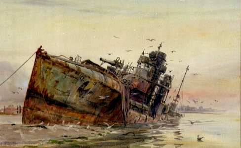 'V82 German Destroyer in Fountain Lake' RMG PW2085